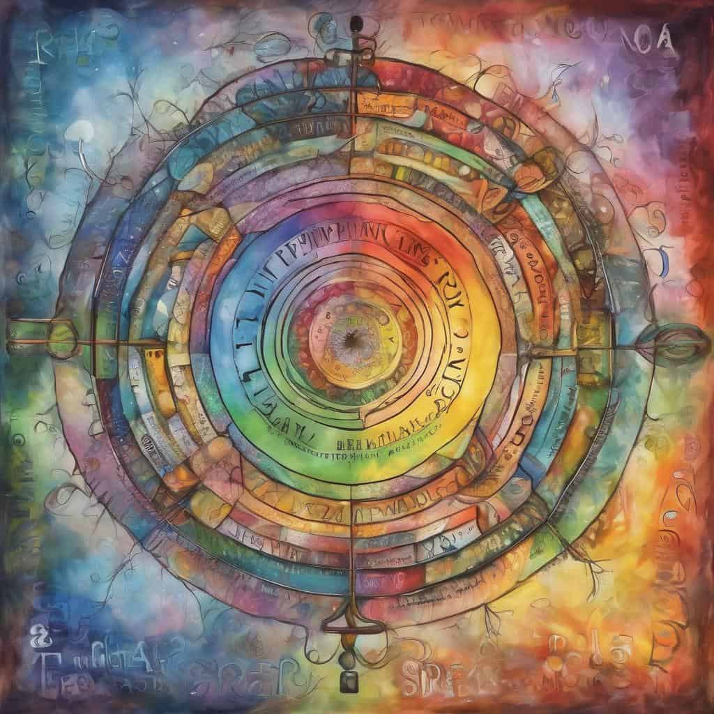 Ζωγραφικό έργο με πολύχρωμα κυκλικά μοτίβα, συμβολίζοντας μεγάλα όνειρα και μικρά βήματα. Ιδανικό για έμπνευση και προσωπική ανάπτυξη.